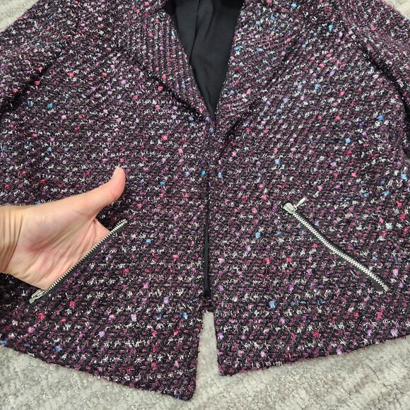 Chico's Women's Sparkle Tweed Jacket purple size 0 or S ladies - Picture 6 of 12